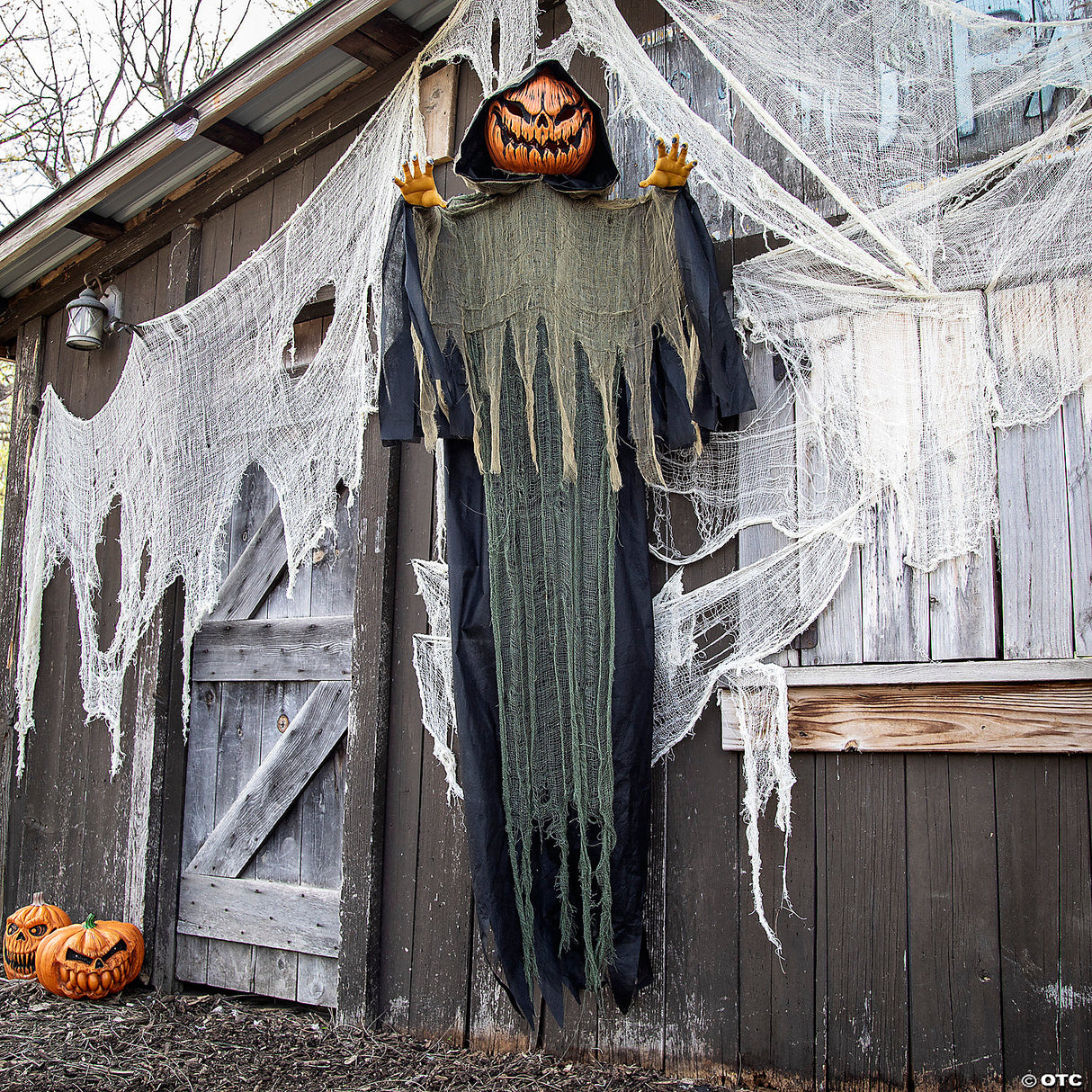 7 Ft. Light-up Hanging Big Pumpkin Head Halloween Decoration