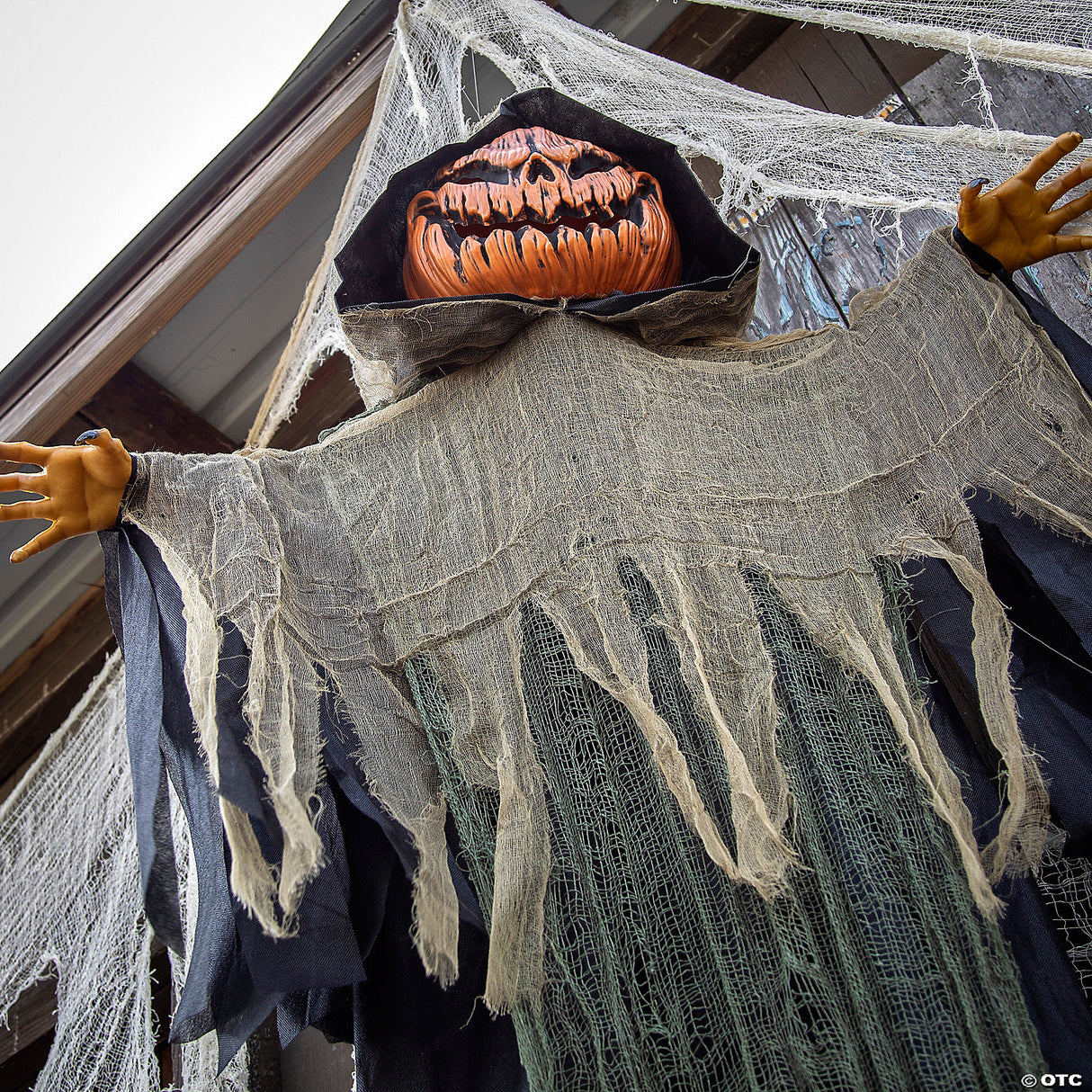 7 Ft. Light-up Hanging Big Pumpkin Head Halloween Decoration