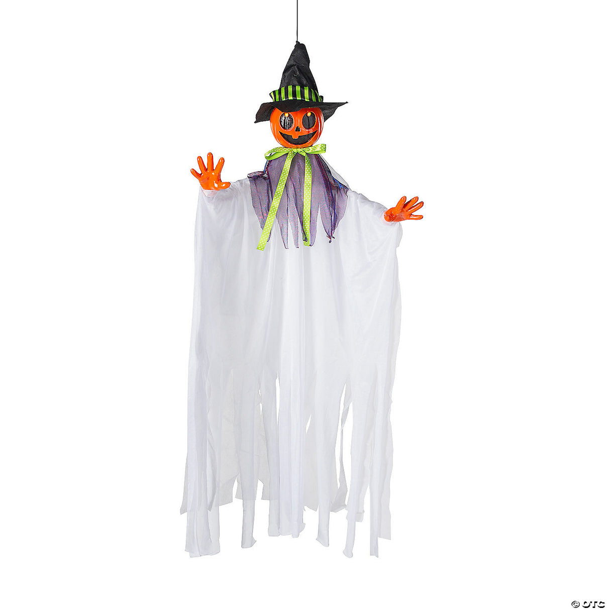 47 1/4" Animated Smiling Pumpkin Scarecrow Hanging Halloween Decoration