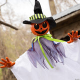 47 1/4" Animated Smiling Pumpkin Scarecrow Hanging Halloween Decoration