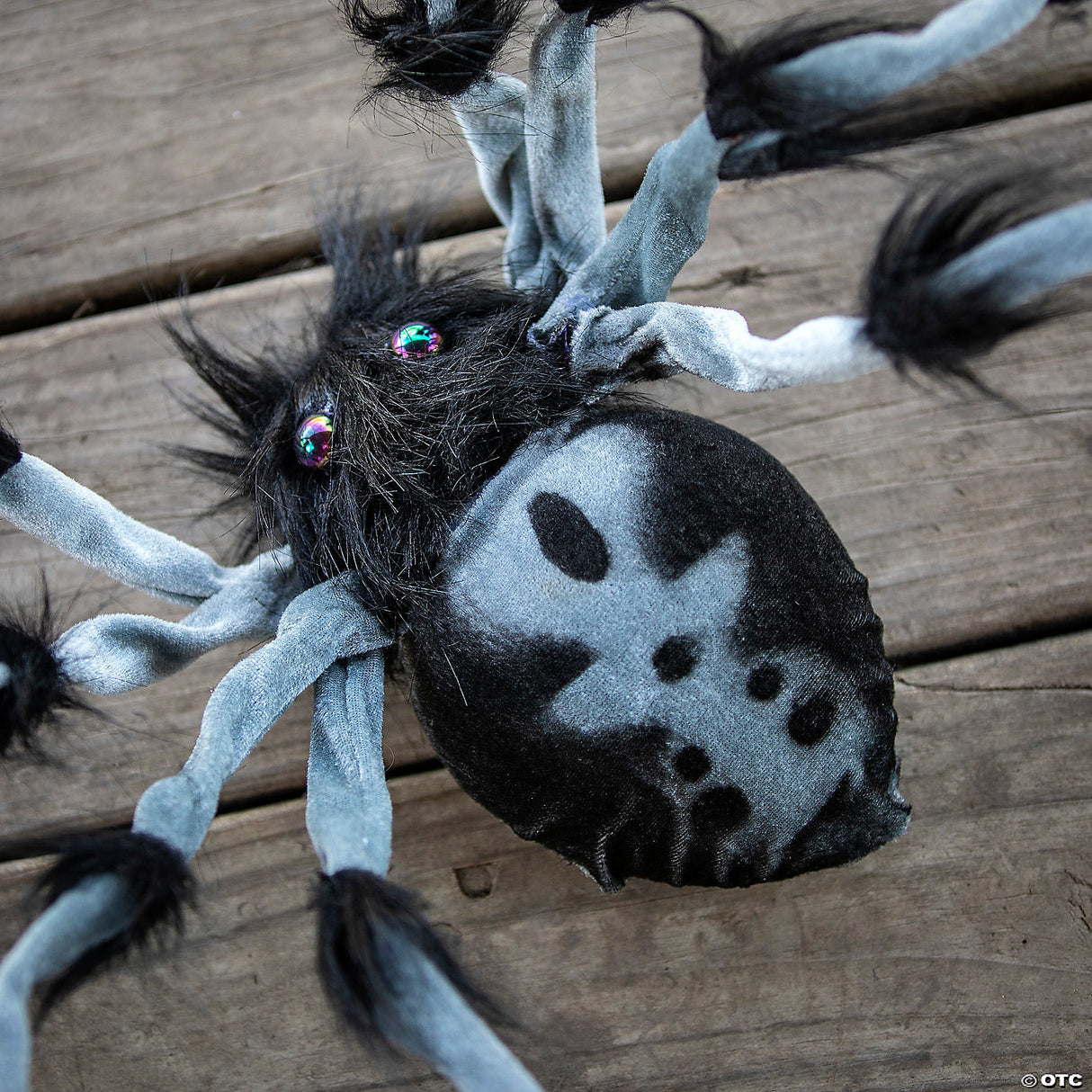 31 1/2" Gray And Black Hairy Walking Spider Halloween Decoration