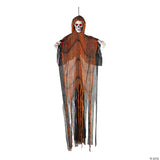 6 Ft. Light-up Skeletal Reaper In Orange Robes Halloween Hanging Decoration