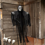 47 1/4" Animated & Light-up Skeletal Reaper Hanging Halloween Decoration