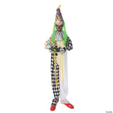 5 Ft. 6" Hanging Animated Multicolored Clown With Green Hair Halloween Decoration