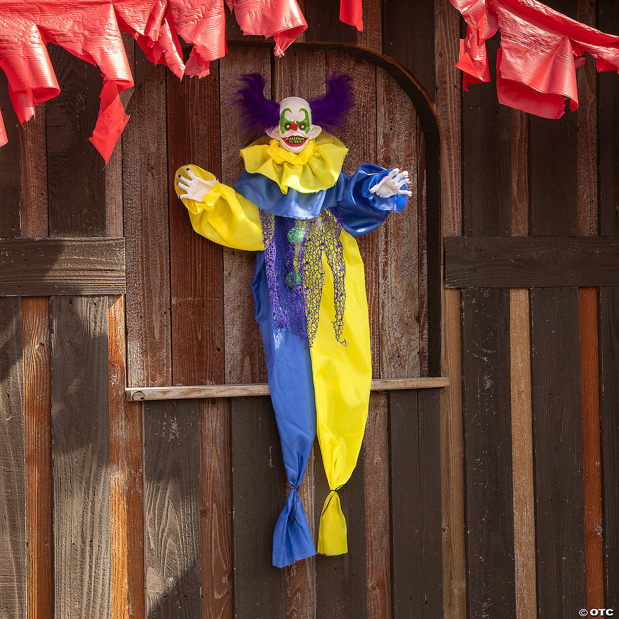 47 1/4" Animated & Light-up Shaking Clown Hanging Halloween Decoration