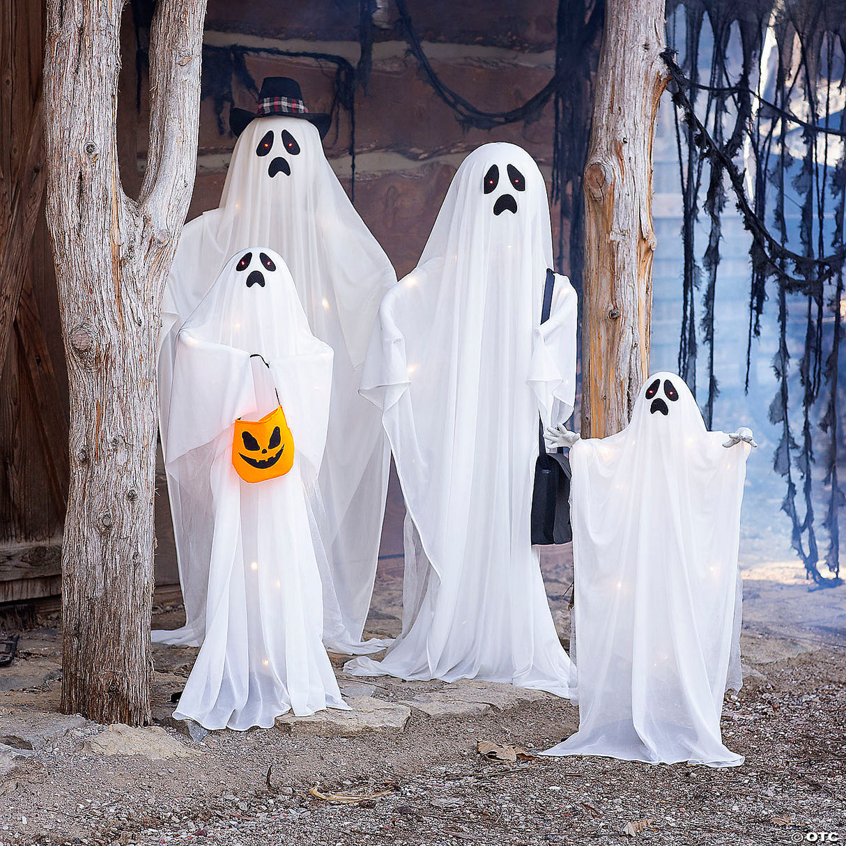 62 3/4" Light-up Standing Ghost Family Halloween Decorations