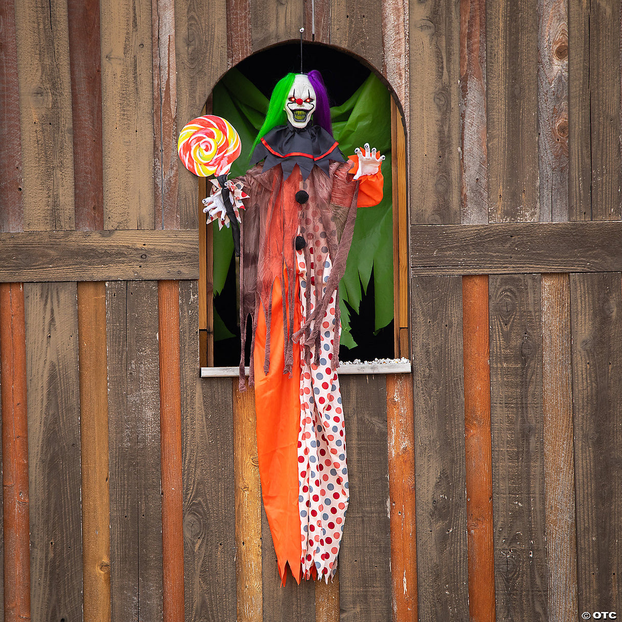 53 1/4" Animated & Light-up Clown Hanging Halloween Decoration