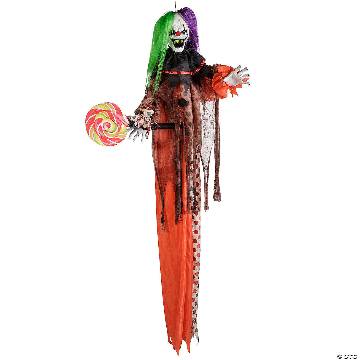 53 1/4" Animated & Light-up Clown Hanging Halloween Decoration