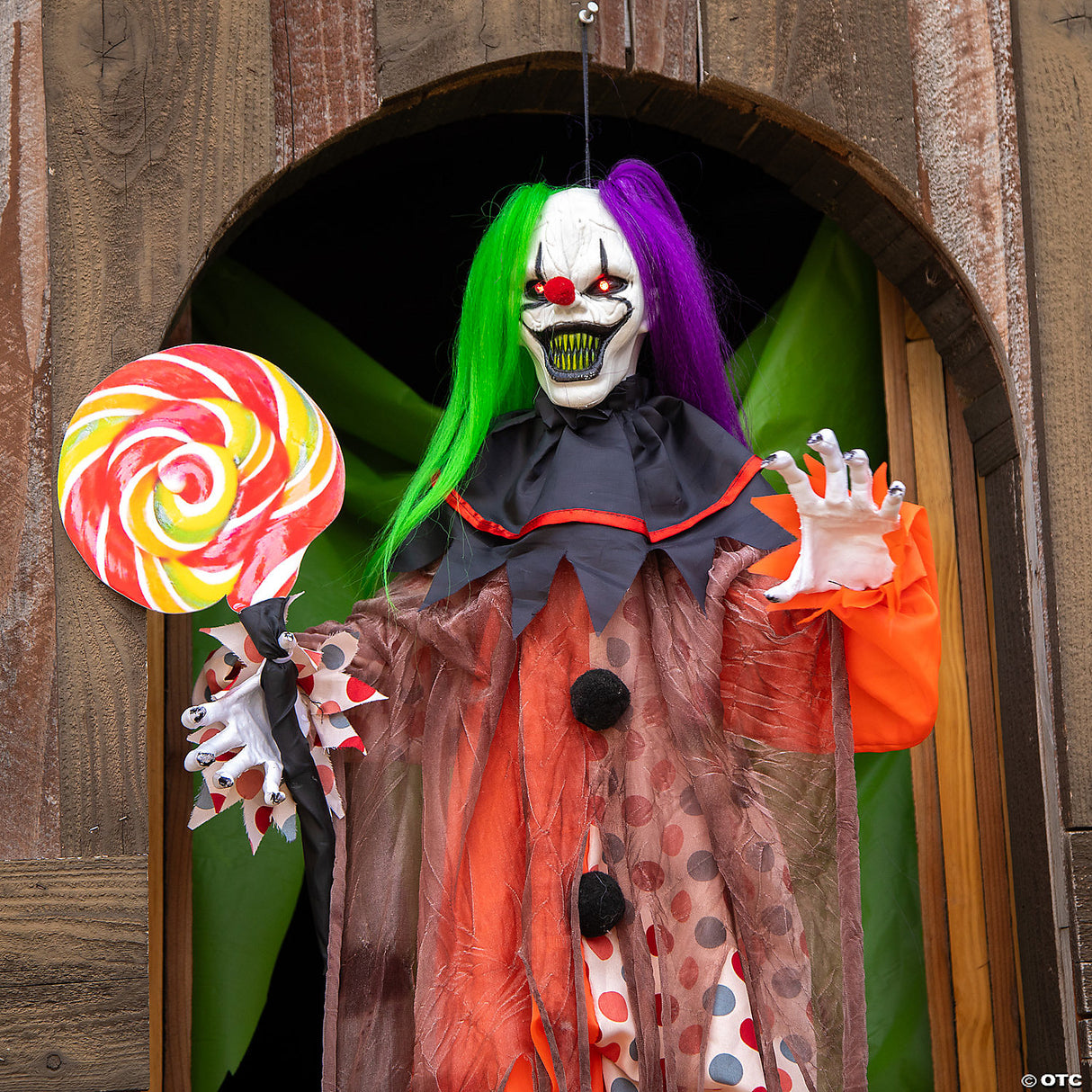 53 1/4" Animated & Light-up Clown Hanging Halloween Decoration