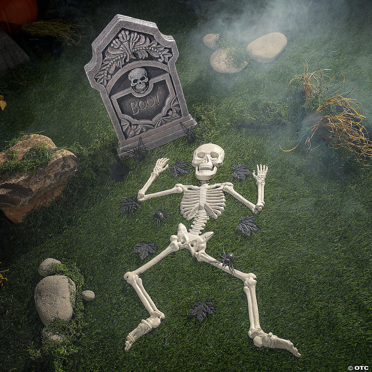 Boo! Tombstone & Skeleton Graveyard Halloween Decorations Set – 24 Pc.