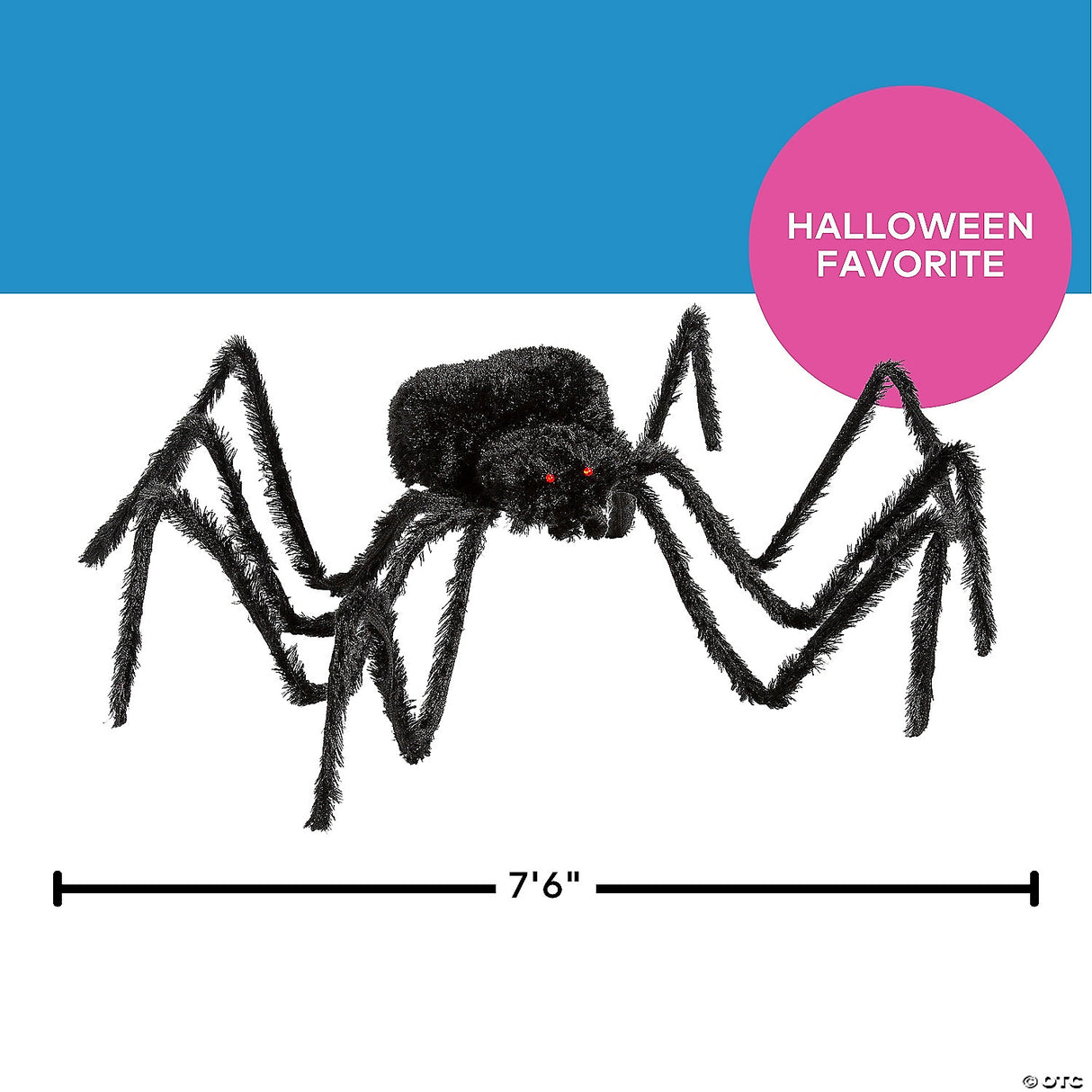 7 1/2 Ft. X 2 3/4" Furry Black Polyester Spider Halloween Decoration