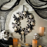 23 1/2" X 15 3/4" Skulls & White Roses Wreath Halloween Decoration