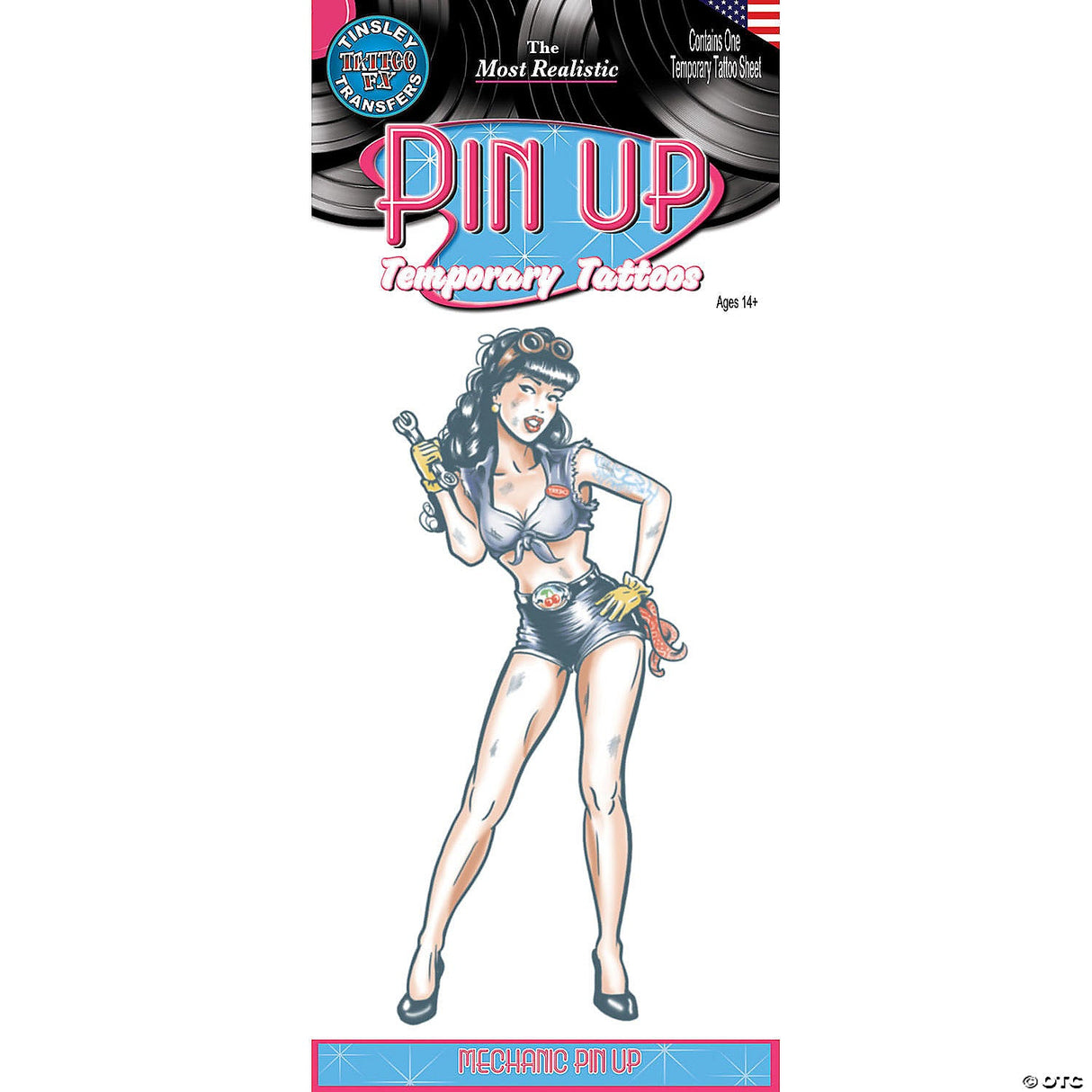 Pin Up Adhesive Tattoo Sexy Mechanic