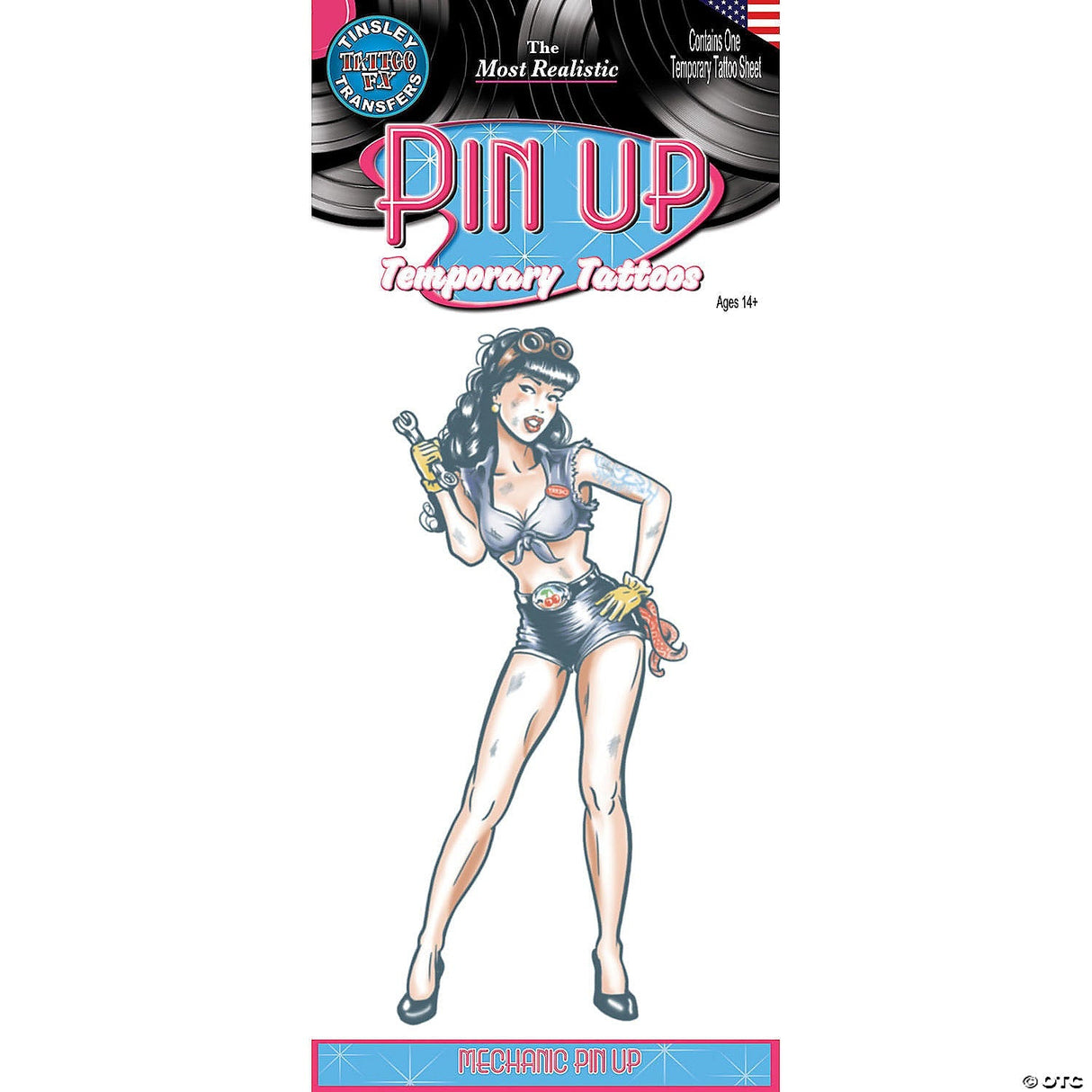 Pin Up Adhesive Tattoo Sexy Mechanic