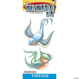 Vintage Adhesive Tattoo Swallows Motif