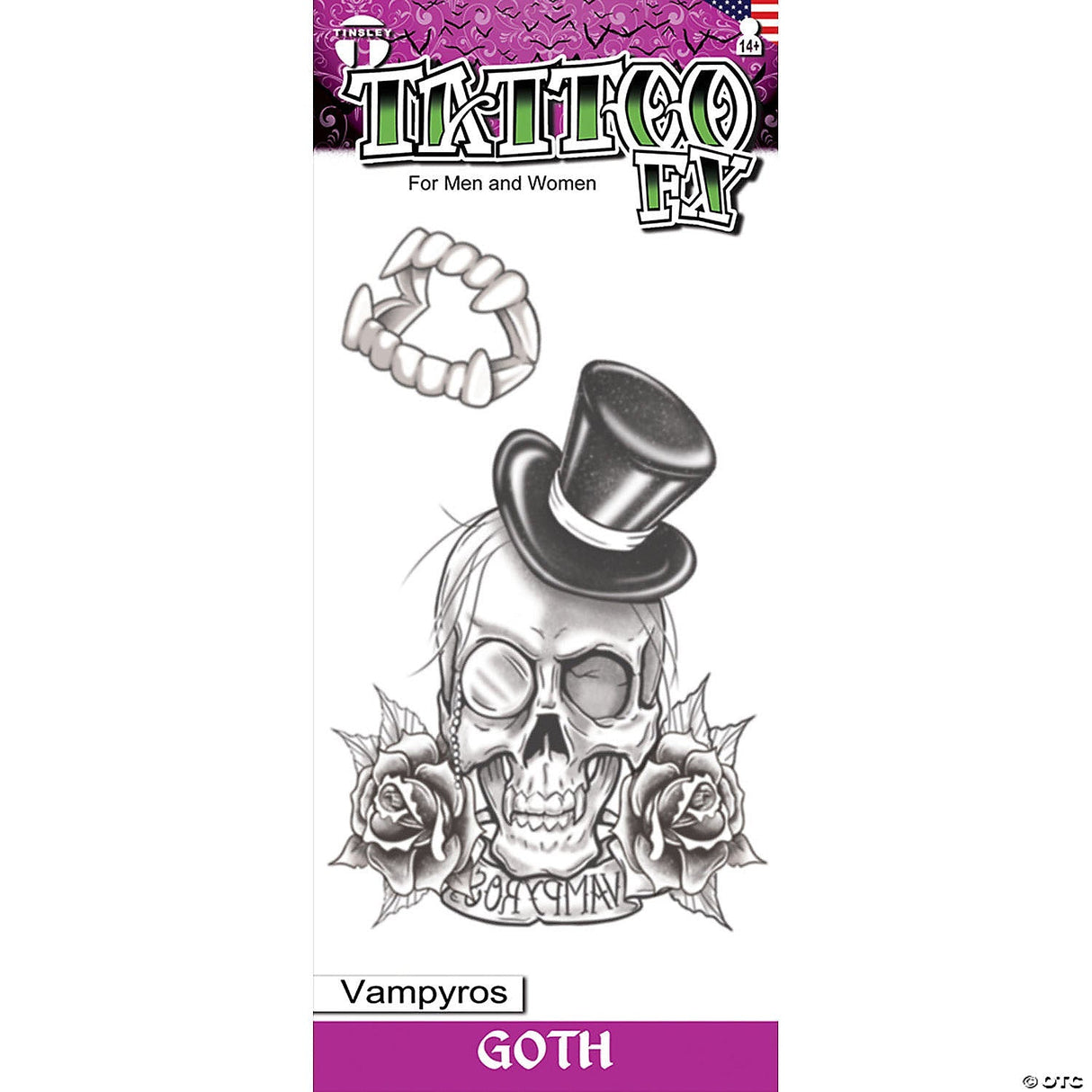 Gothic Adhesive Tattoo Vampyros Skull