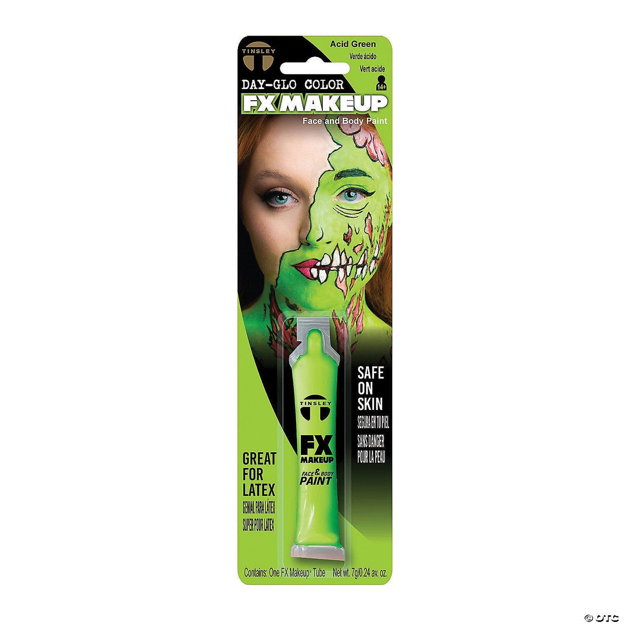 DAYGLO ACID GREEN MAKEUP FACE