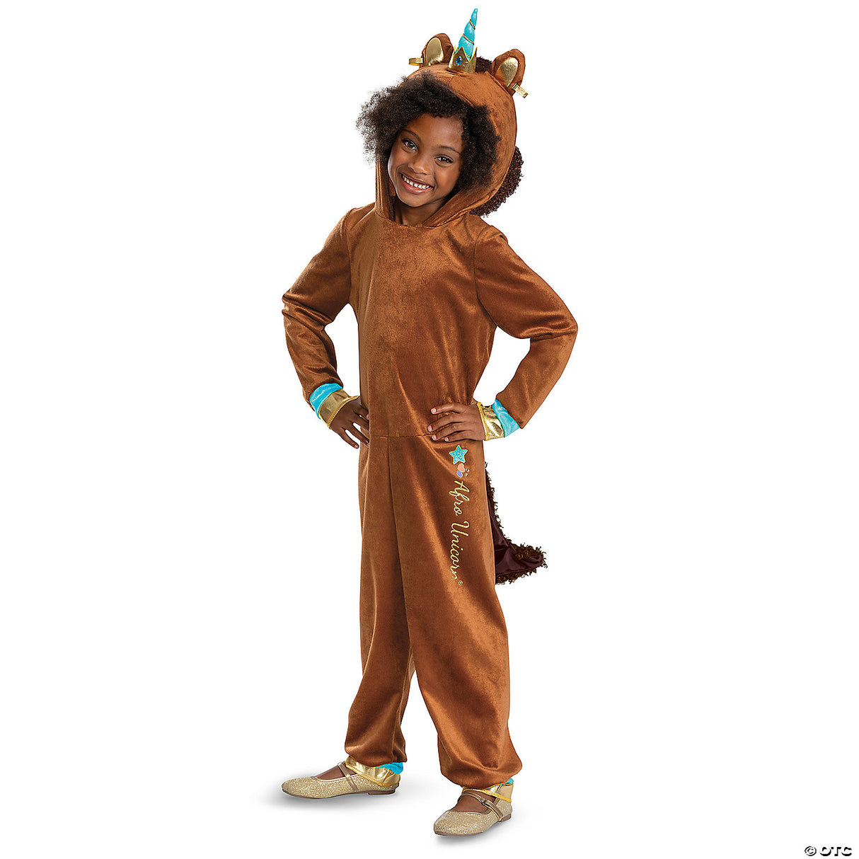 Girl's Deluxe Afro Unicorn® Jumpsuit Costume - Medium 7-8