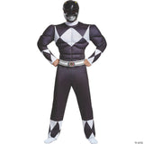 Men's Classic Muscle Mighty Morphin Power Rangers Black Ranger Costume -