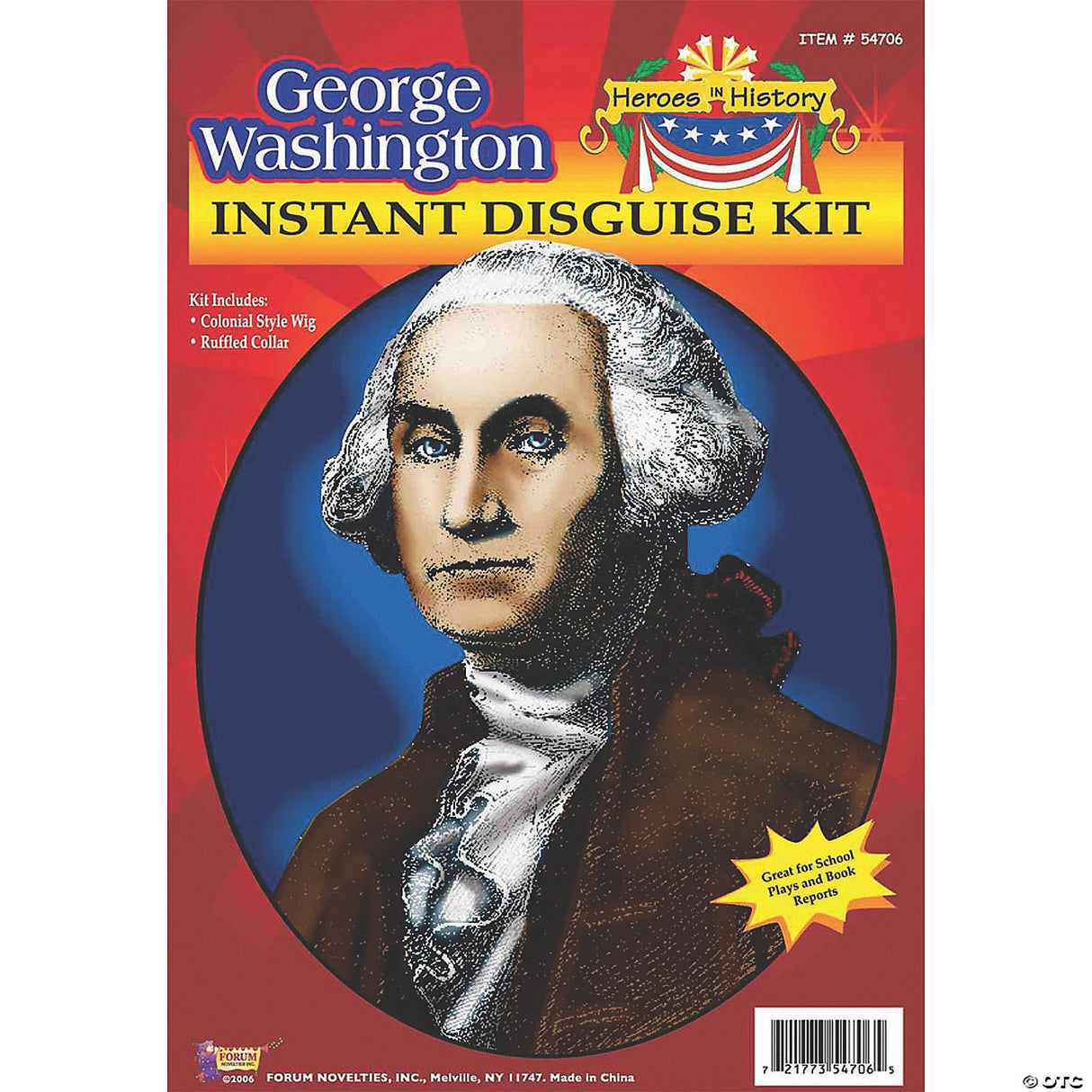 Heroes In History: George Washington Costume Wig & Collar