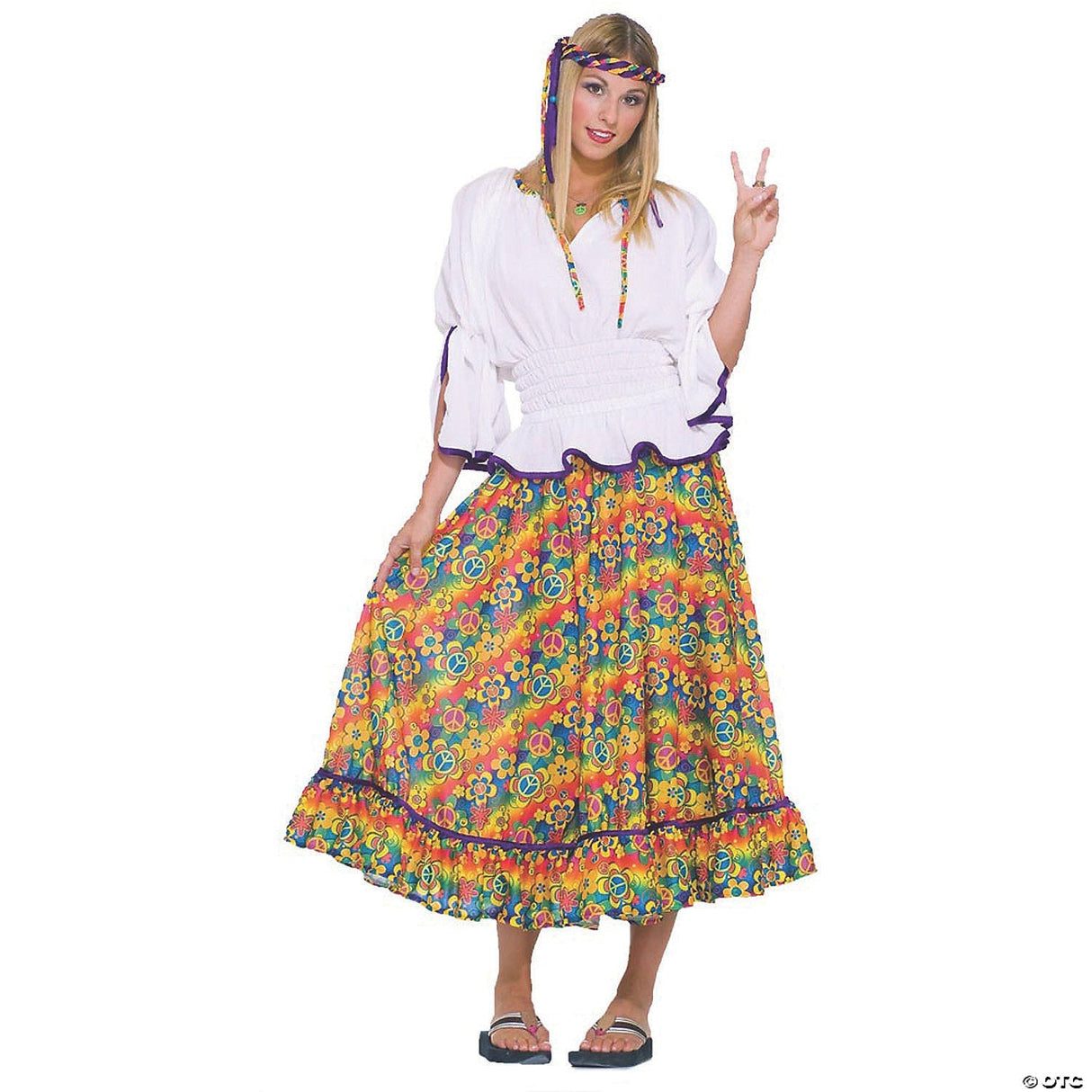 Women’s Woodstock Girl Costume - Standard - Halloween Dress Up Party Outfit