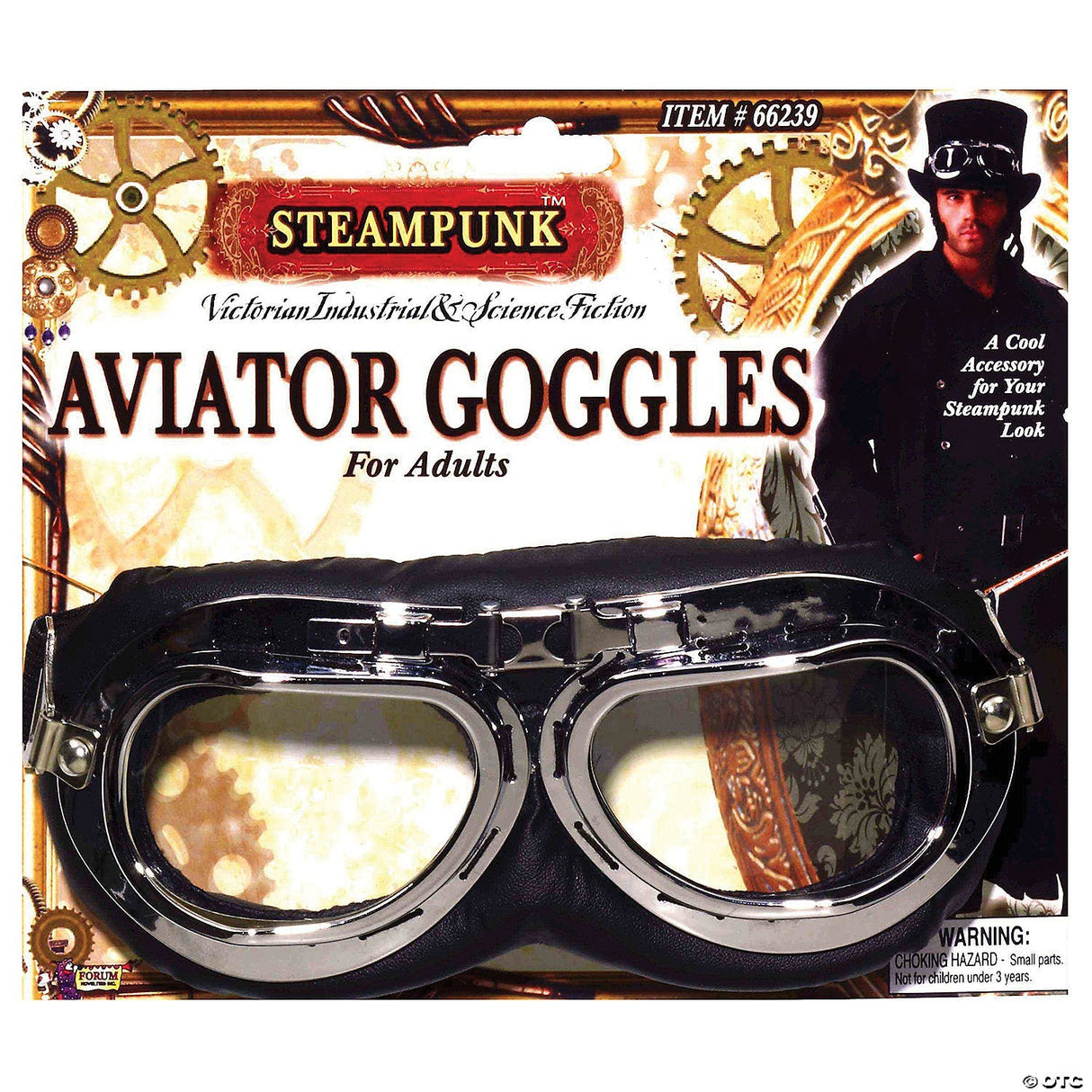 Adult Steampunk Aviator Goggles - Halloween Costume Accessory Party Dress Up
