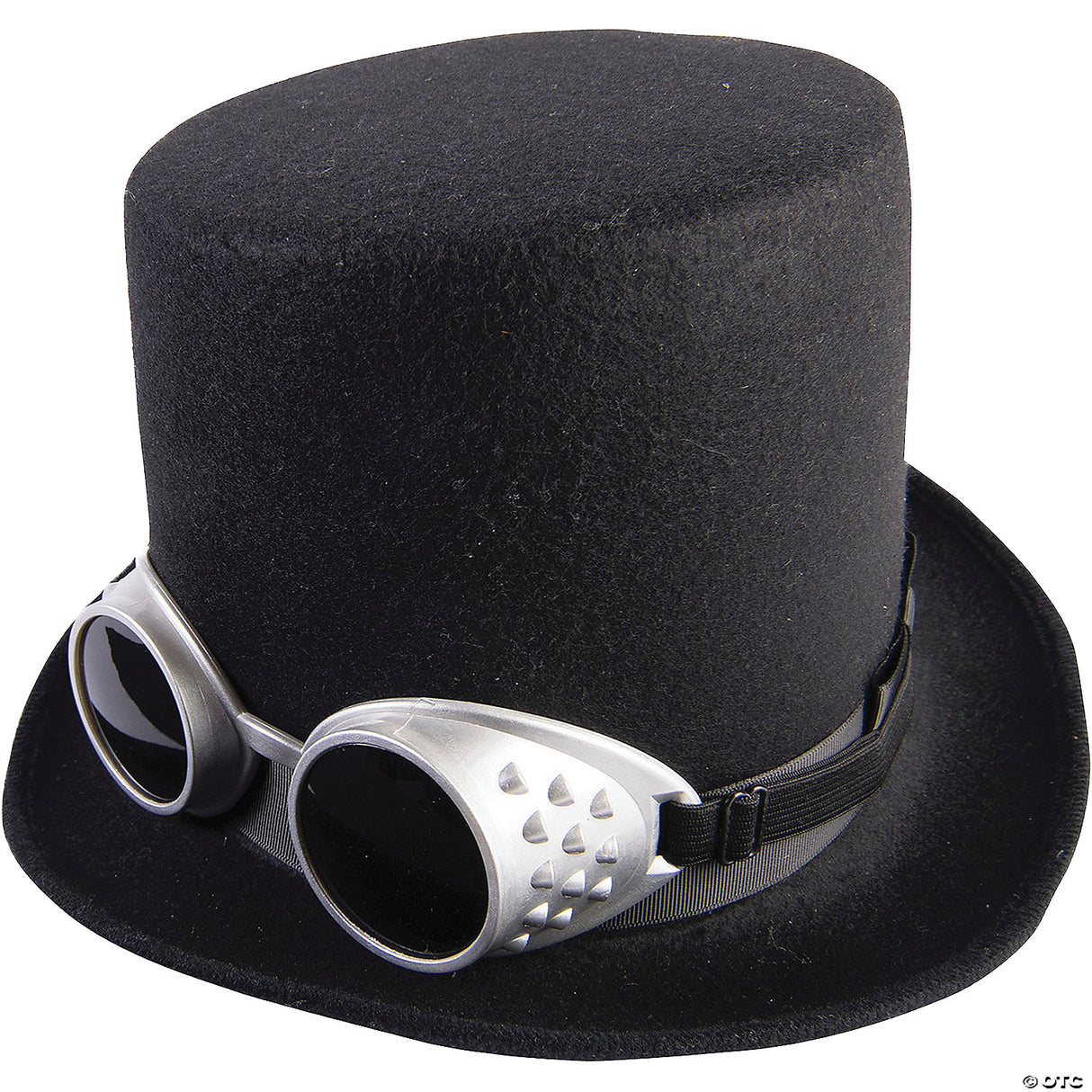 Adults Black Steampunk Hat With Silver Goggles