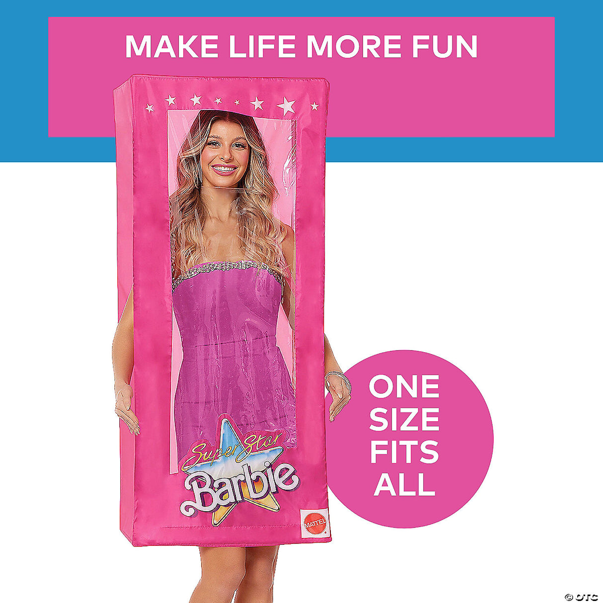 Adults Pink Polyester & Plastic Barbie Box Costume - One Size