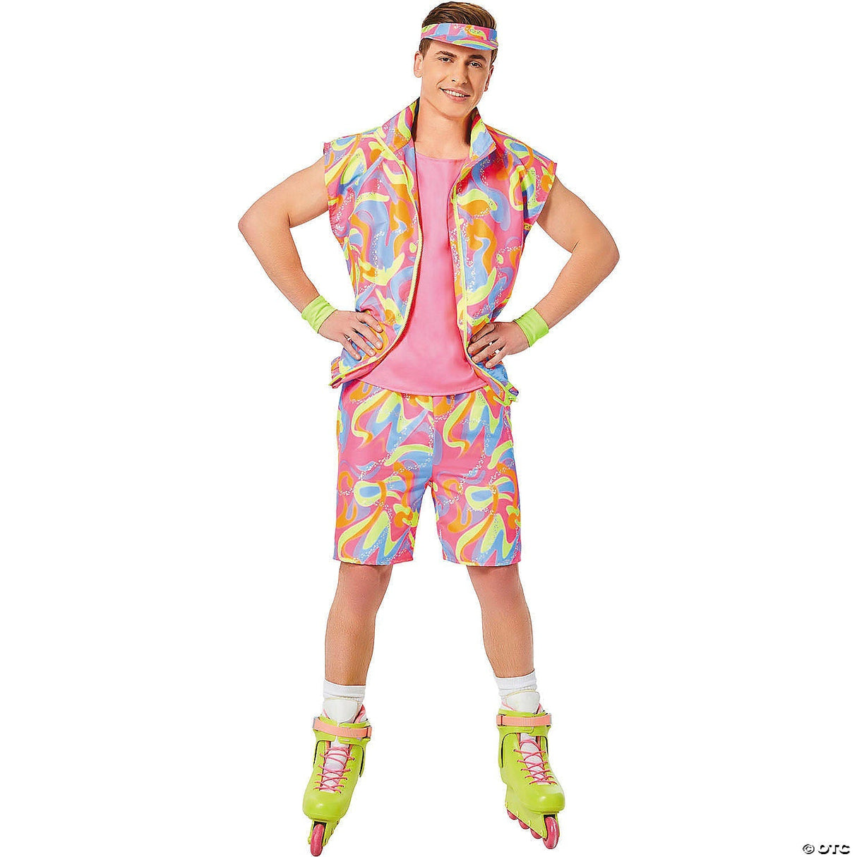 Adults Barbie® Movie Pink & Yellow Skating Ken® Costume - Medium 38-40