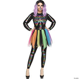 ADLT SKELETON RAINBOW FOIL SM/MD - Girls Halloween Costume Cosplay Party Dress U