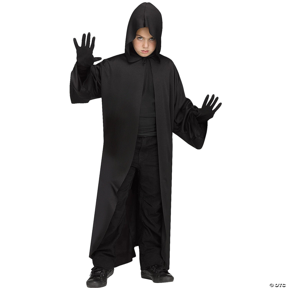 BOY'S HOODED ROBE-BLACK - Kids Halloween Costume Dress Up Party