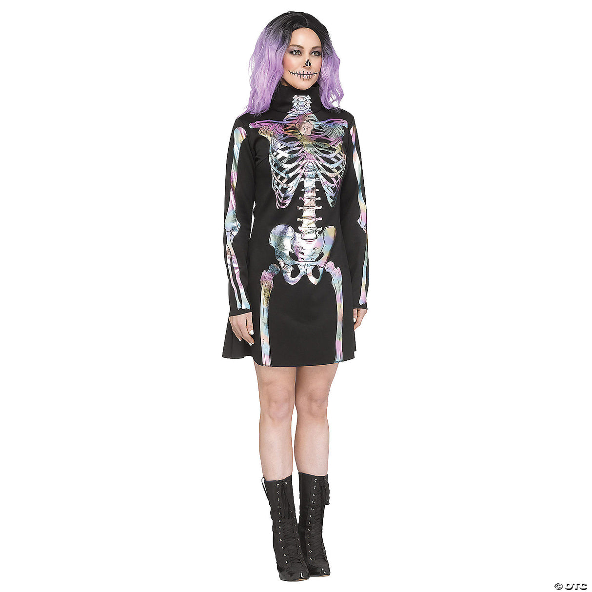 HOLOGRAPHIC SKELETON AD SM/MD - Girls Halloween Costume Cosplay Party Dress Up