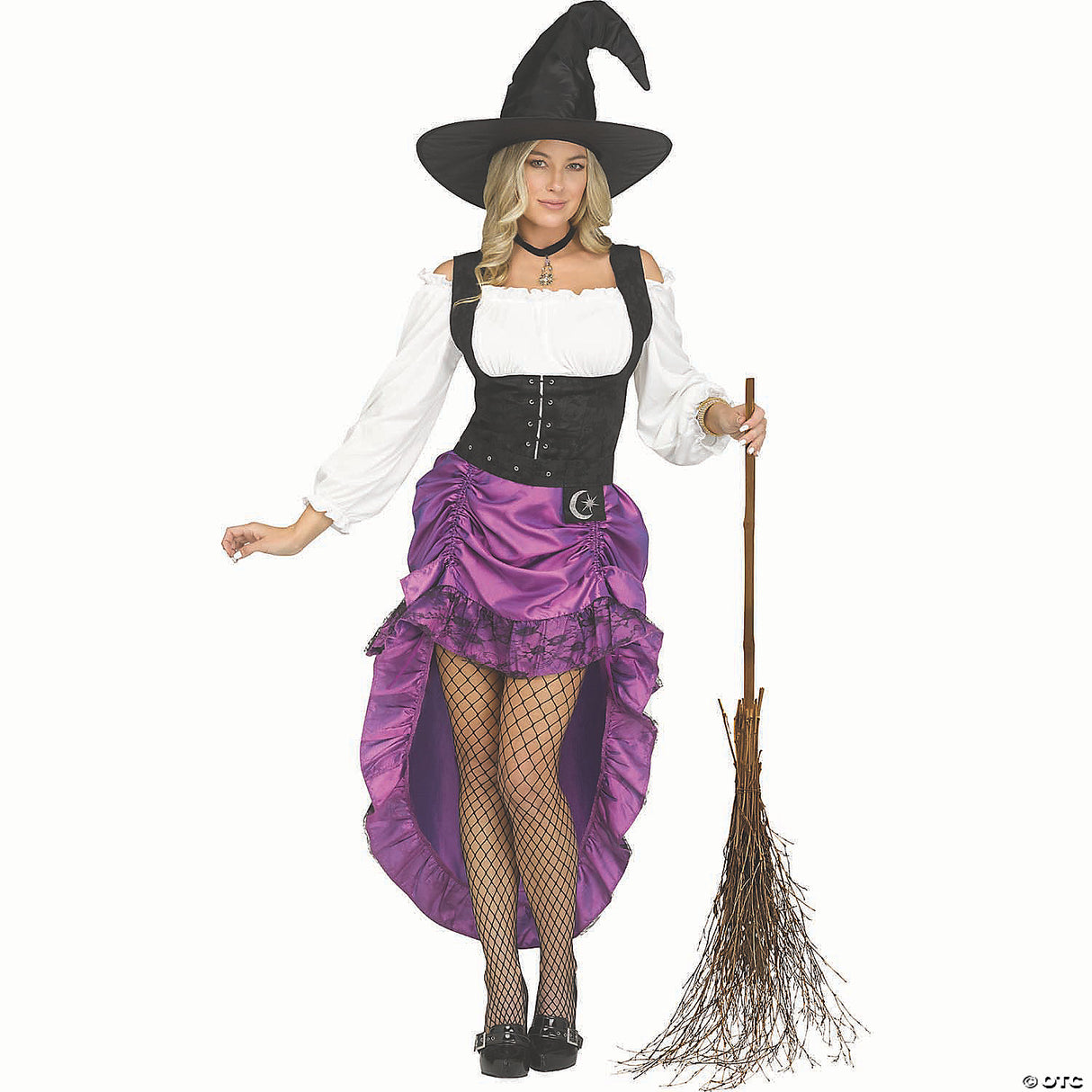 Women’s Black, Purple & White Renaissance Witch Dress Costume - Medium/large 10-14