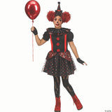 Girl’s Black & Red Chrome Polyester Clown Costume - Large 12-14 - Halloween Cost