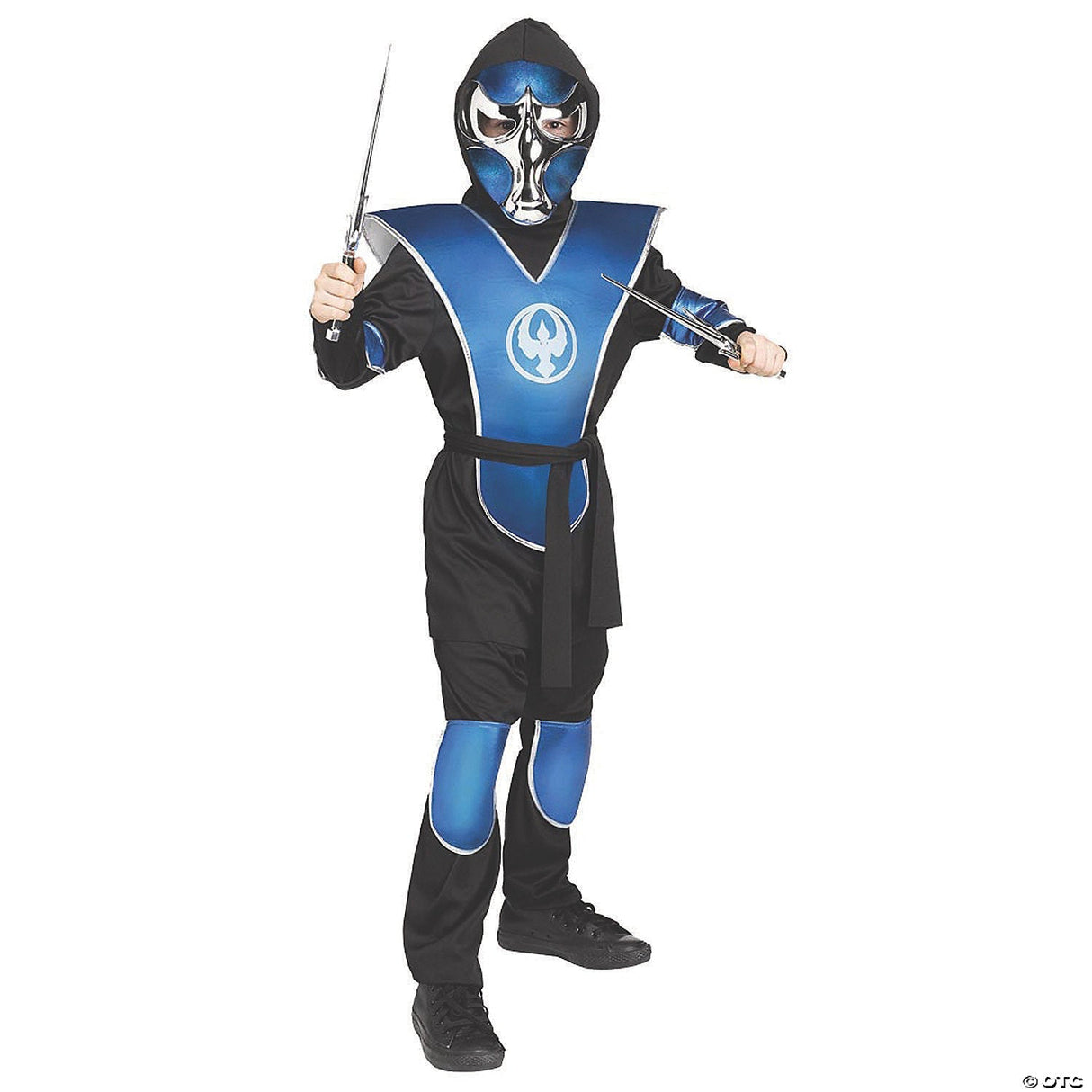 Raven Ninja Blue Chrome Costume Child Medium – Kids Halloween Warrior Outfit