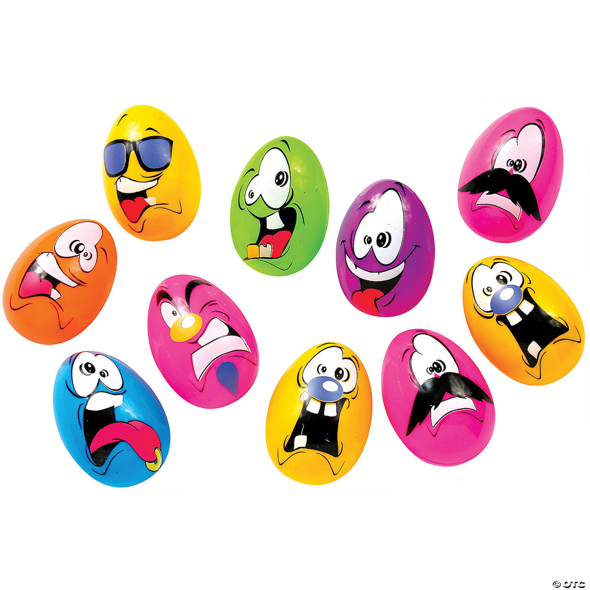 3" Crazy Faces Plastic Easter Eggs - 10 Pc.