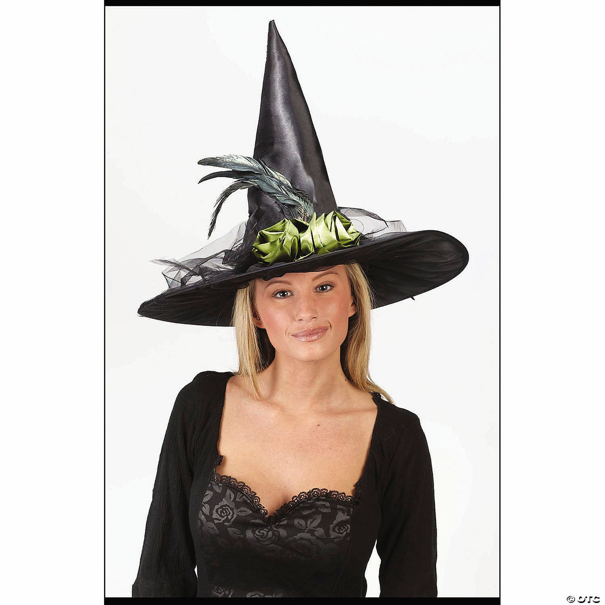 Blk Witch Hat Grn Rose