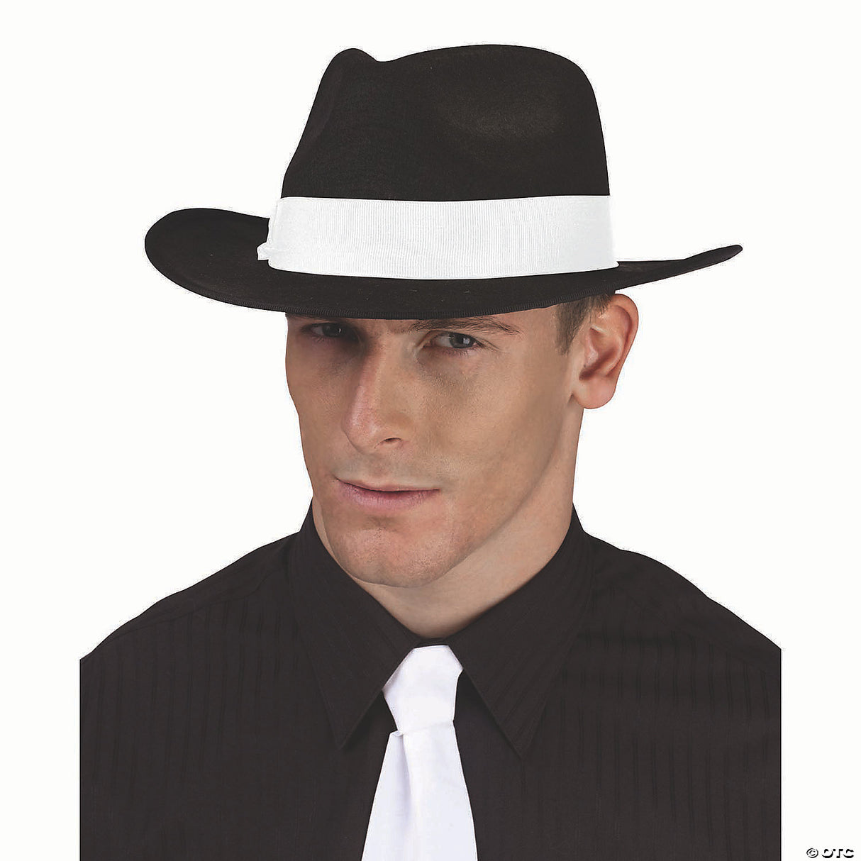 Black Fedora W/white Ribbon