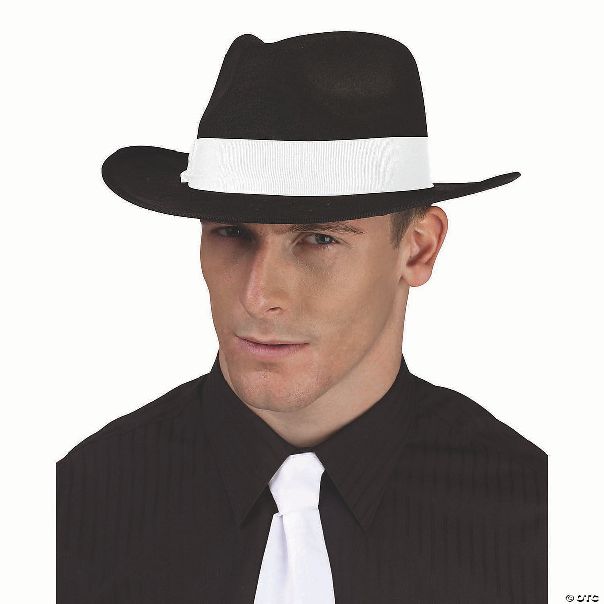 Black Fedora W/white Ribbon