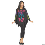 Women's Colorful Skeleton Poncho Costume