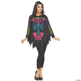 Women's Colorful Skeleton Poncho Costume