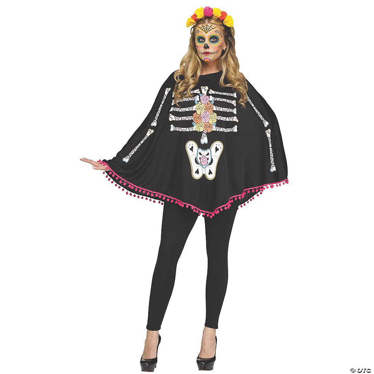 Women's Day Of The Dead Poncho Costume