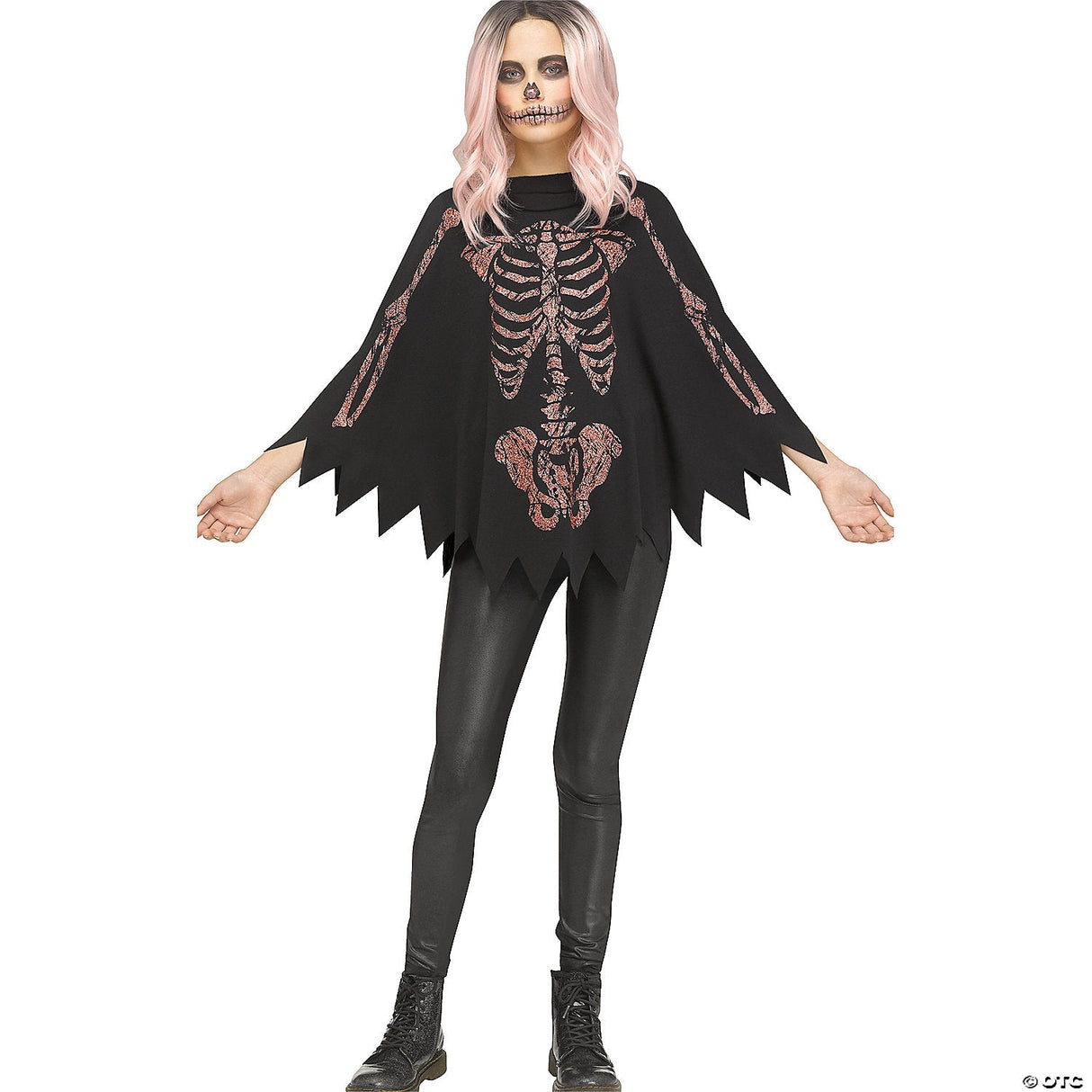 Poncho Shimmer Skeleton Child - Kids Halloween Costume Cosplay & Party Outfit