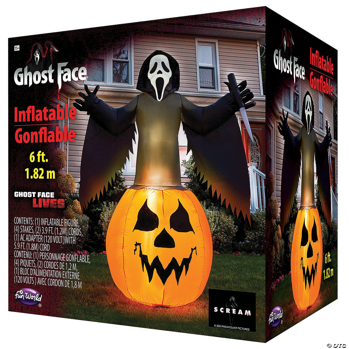 6' Ghost Face® Pumpkin Lawn Inflatable Decoration