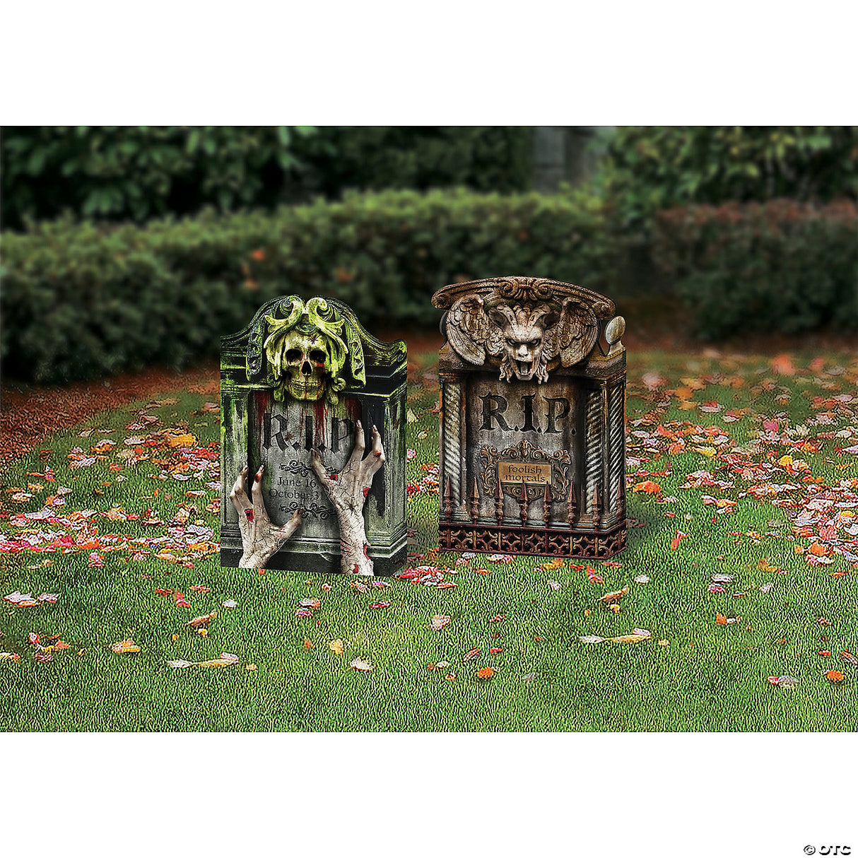 22" Photorealistic Tombstone Decorations - Set Of 2