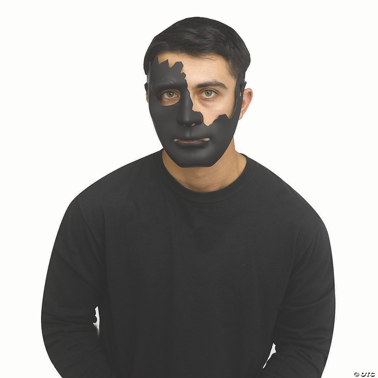 Black Cracked Half Mask - Halloween Mask Costume Accessory Party Cosplay