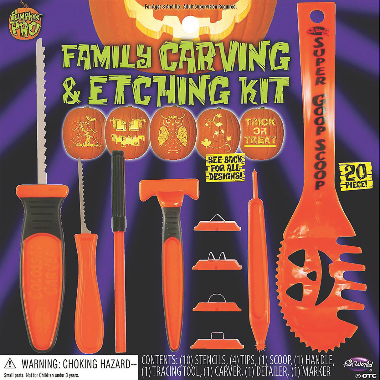Pumpkin 20 Pc Carv & Etch Kit - Halloween Party Decoration Accessory