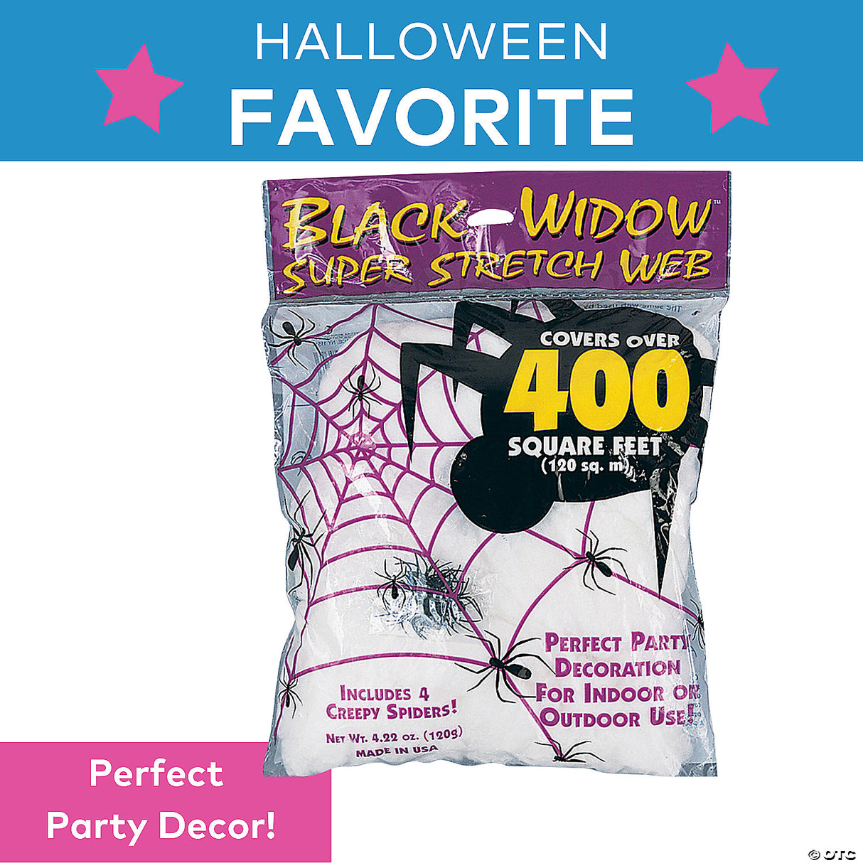 400 Sq. Ft. White Super Stretch Spider Web Halloween Decoration