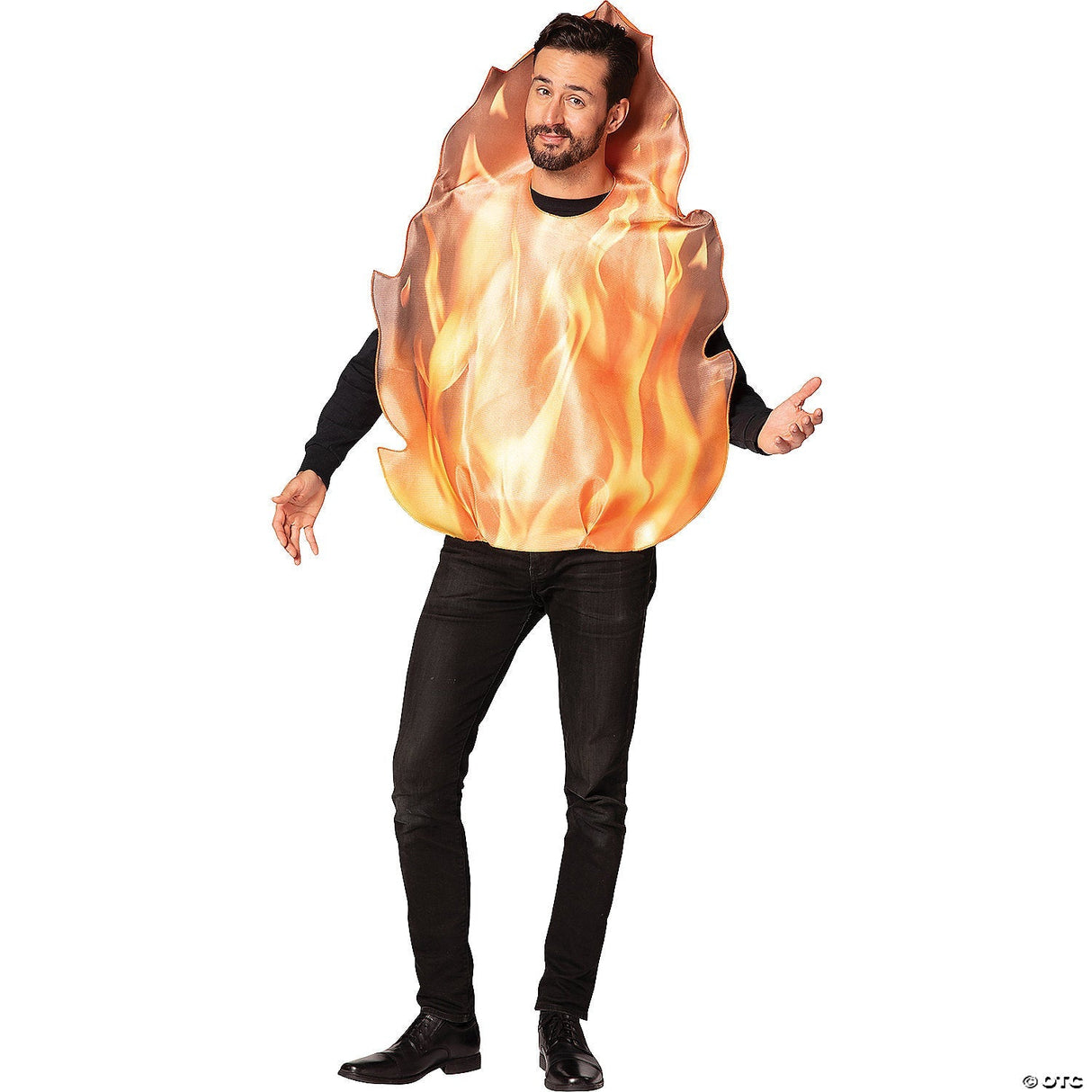 Adults Flaming Fire Costume – Funny Hot Flame Halloween Cosplay Party Outfit