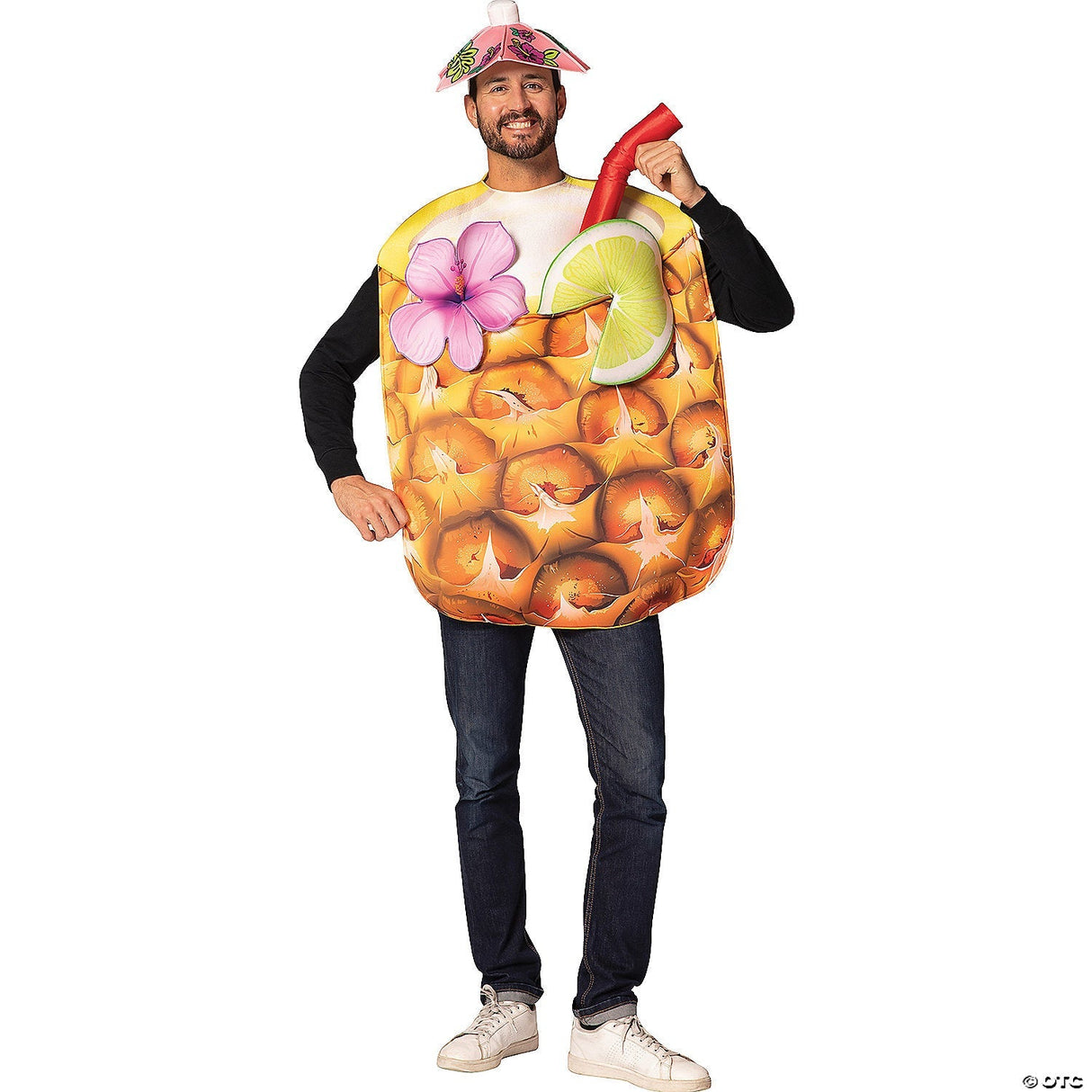 Adults Pineapple Cocktail Drink Costume Funny Tropical Halloween Cosplay Outfit